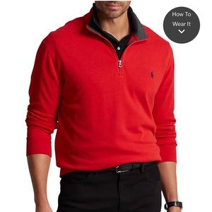 Ralph Lauren Polo red men’s 3/4 zip sweater. XL. NWT.